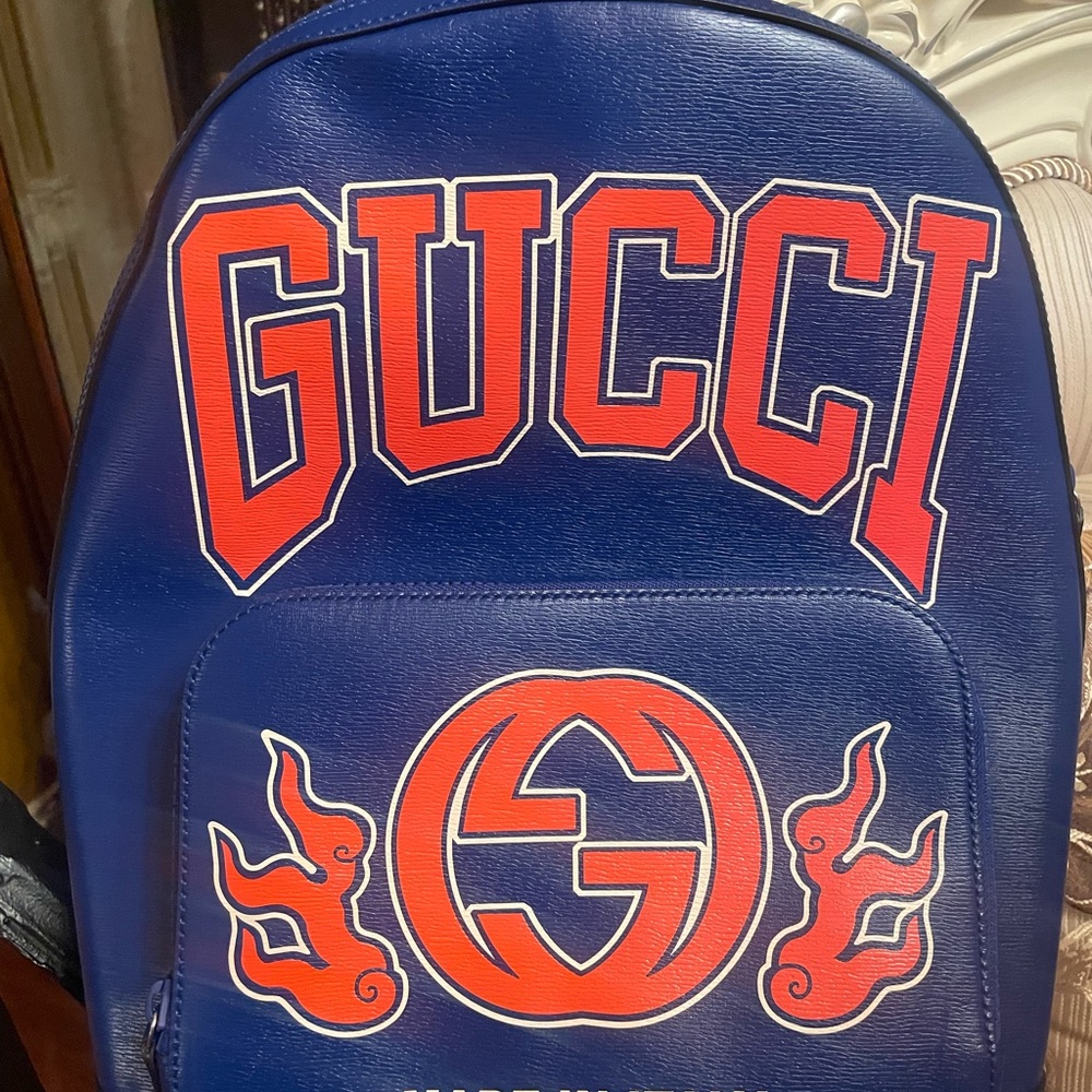 Gucci Navy Backpack with Red Details